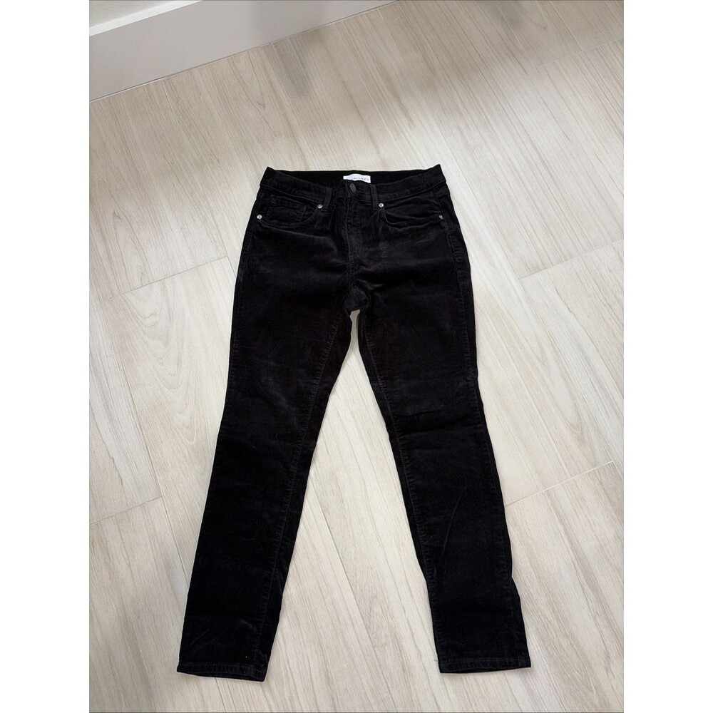 Loft Jeans Womens Size 8/29 Black Velvet Stretch Mid Rise Curvy Skinny Holiday